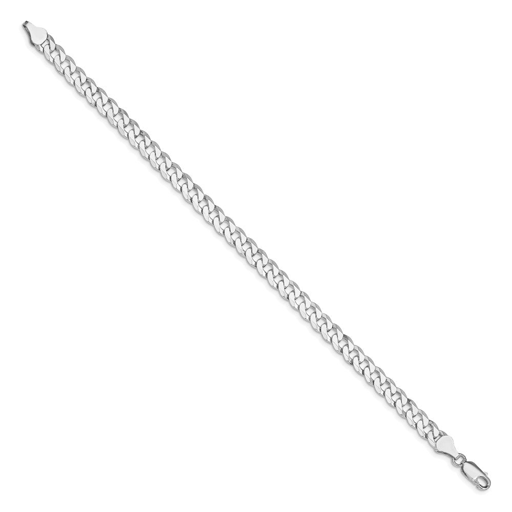 Sterling Silver Rhodium-plated 6mm Beveled Curb Chain 9 inches