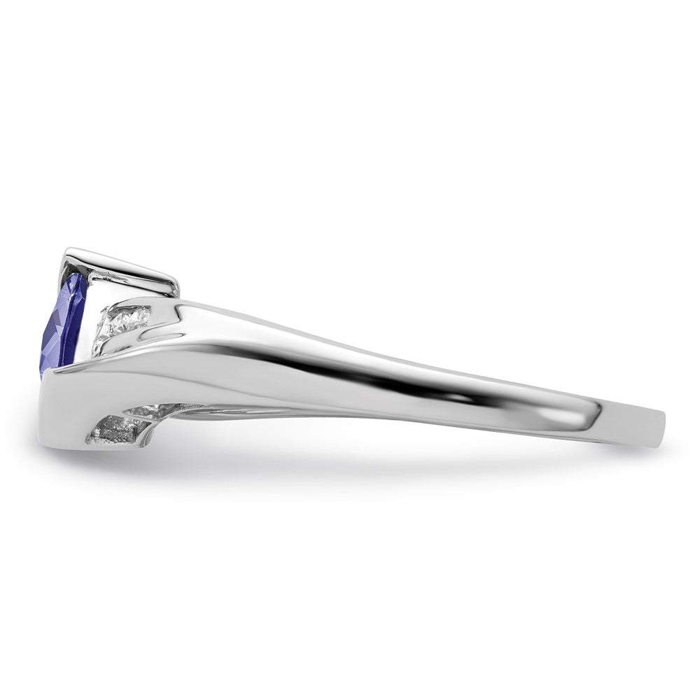 Sterling Silver CR Sapphire & Diamond Ring