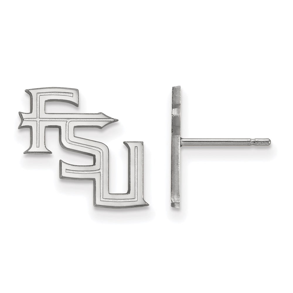 Sterling Silver Rhodium-plated LogoArt Florida State University F-S-U Small Post Earrings QSS065FSU