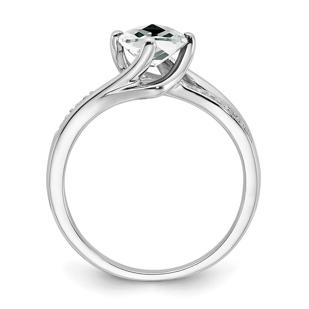 Sterling Silver White Topaz & Diamond Ring