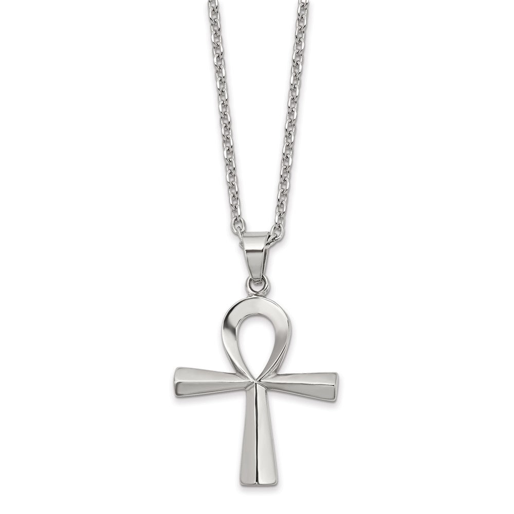 Stainless Steel Polished Ankh 25.5in Necklace