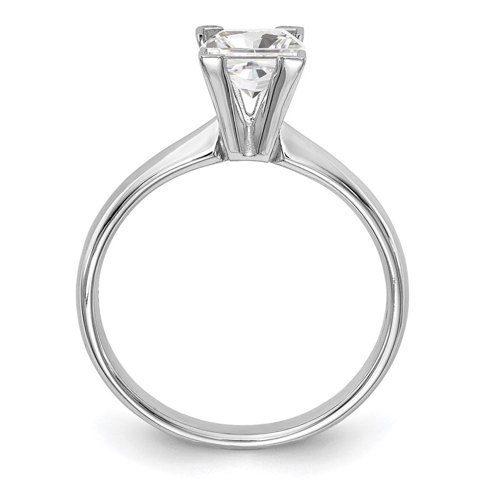 14k White Gold 6.5mm Medium-Weight Comfort-Fit V-End Princess Solitaire Ring Mounting