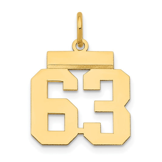 14k Small Polished Number 63 Charm