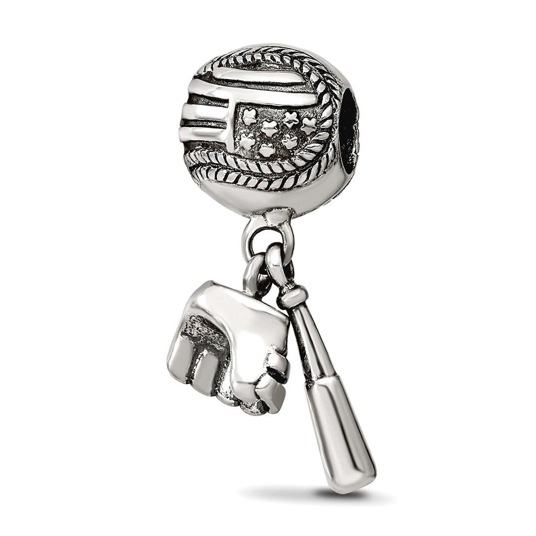 Sterling Silver Reflections Baseball Glove & Bat Dangle Bead