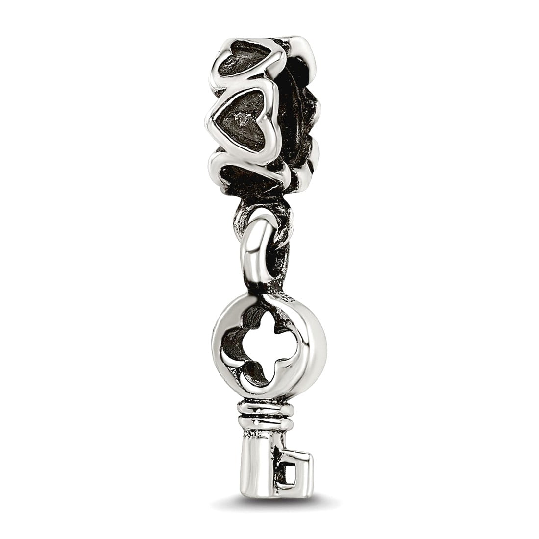 Sterling Silver Reflections Key Dangle with Hearts Bead