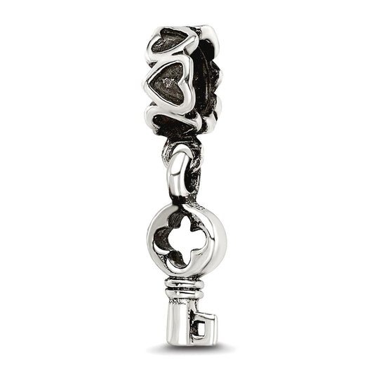 Sterling Silver Reflections Key Dangle with Hearts Bead
