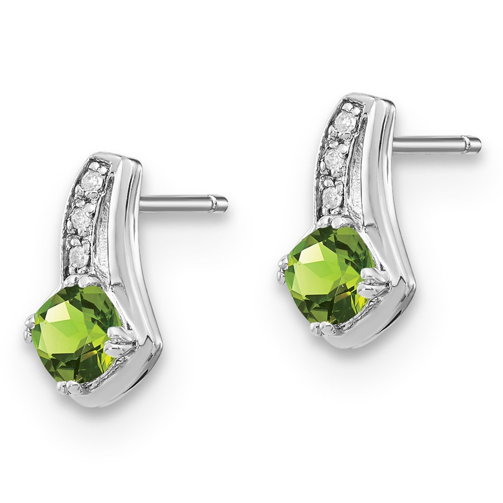 SS Peridot & Diamond Earrings