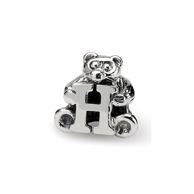 925 Sterling Silver Artisan Oxidized Reflections Teen Letter Name Personalized Monogram Initial H Bead Charm Pendant Nec