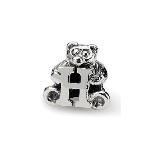 925 Sterling Silver Artisan Oxidized Reflections Teen Letter Name Personalized Monogram Initial H Bead Charm Pendant Nec