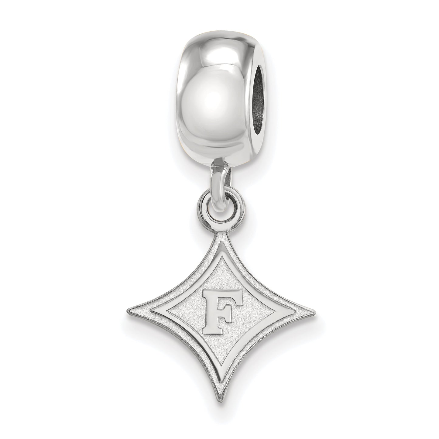 Sterling Silver Rhodium-plated LogoArt Furman University Small Dangle Bead Charm