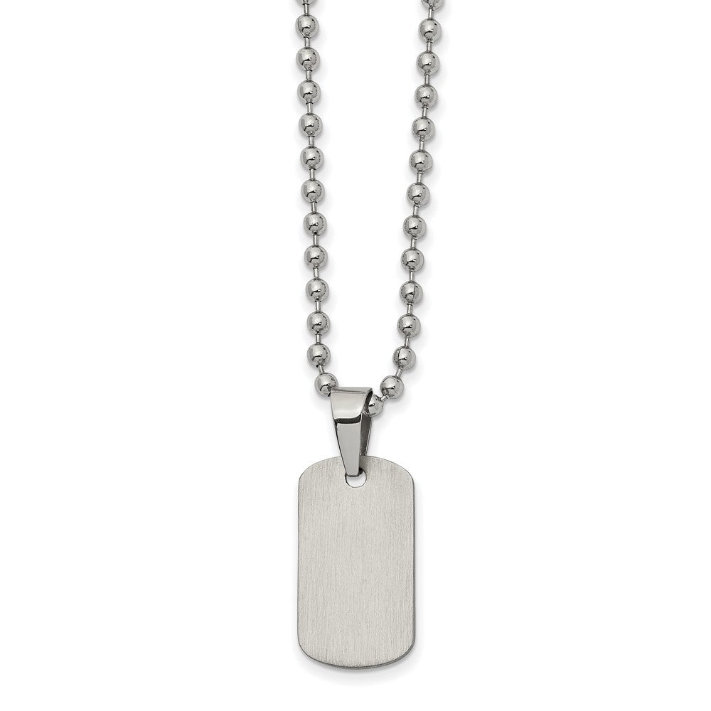 Stainless Steel Brushed and Polished Reversible Dog Tag 22in Necklace