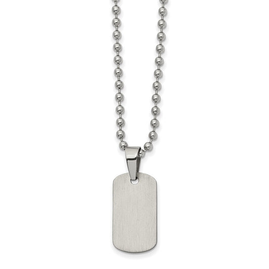 Stainless Steel Brushed and Polished Reversible Dog Tag 22in Necklace