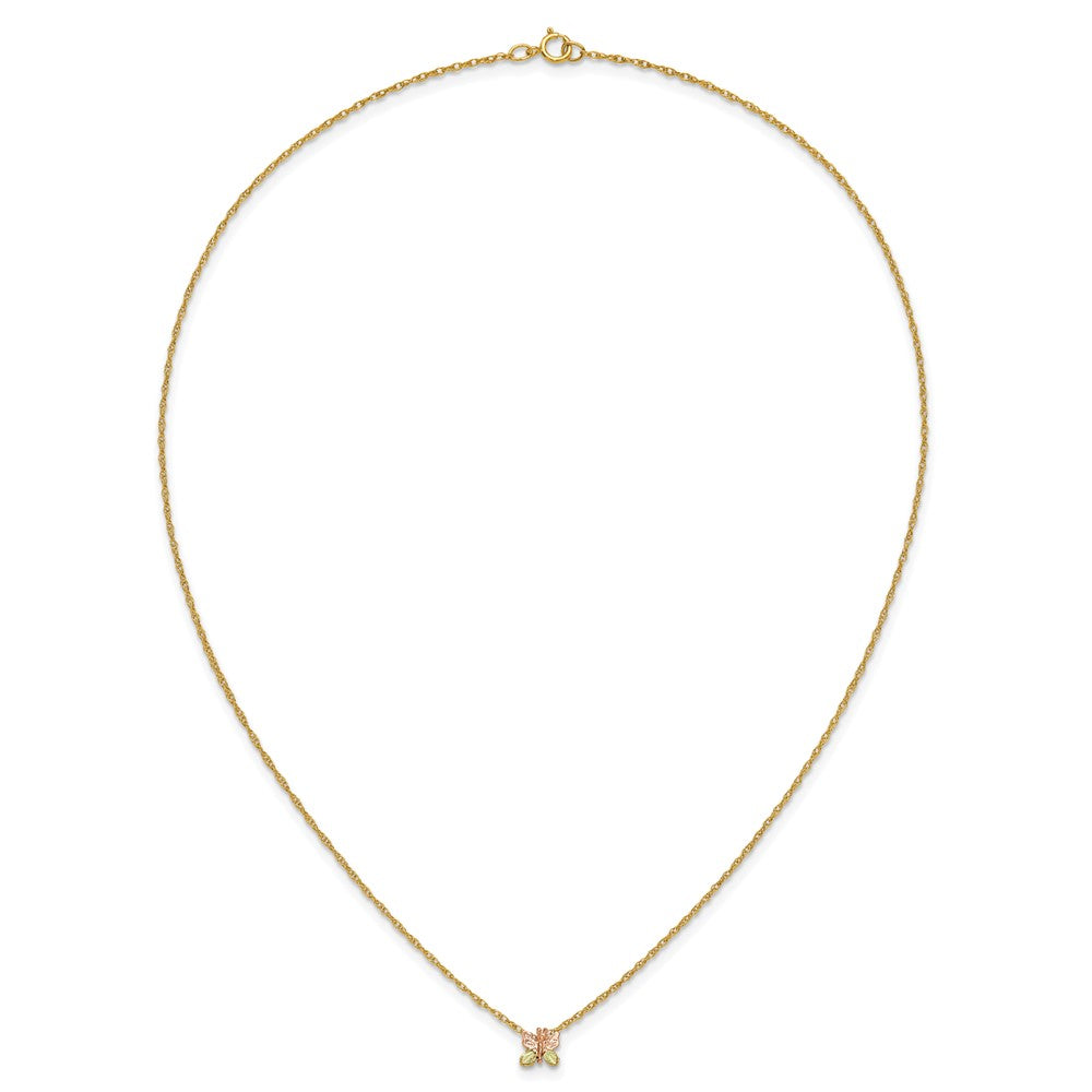 10k Tri-Color Black Hills Gold Butterfly Necklace
