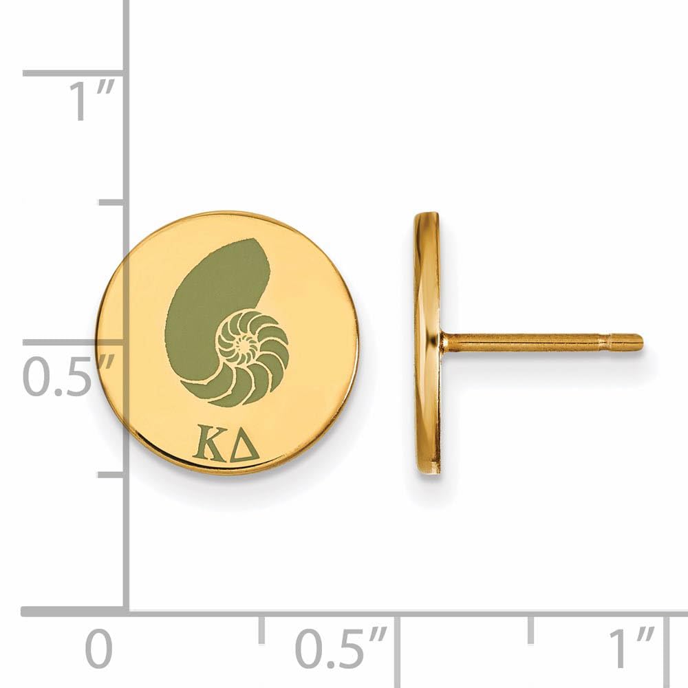 Sterling Silver w/ 14K Yellow Gold-Plated Official Licensed Greek Sororities Kappa Delta (??) Enameled Post Earrings
