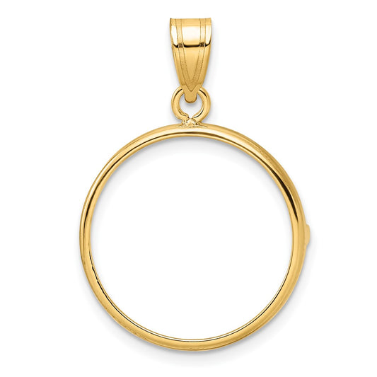 Wideband Distinguished Coin Jewelry 14k Polished 19.5mm Prong Coin Bezel Pendant