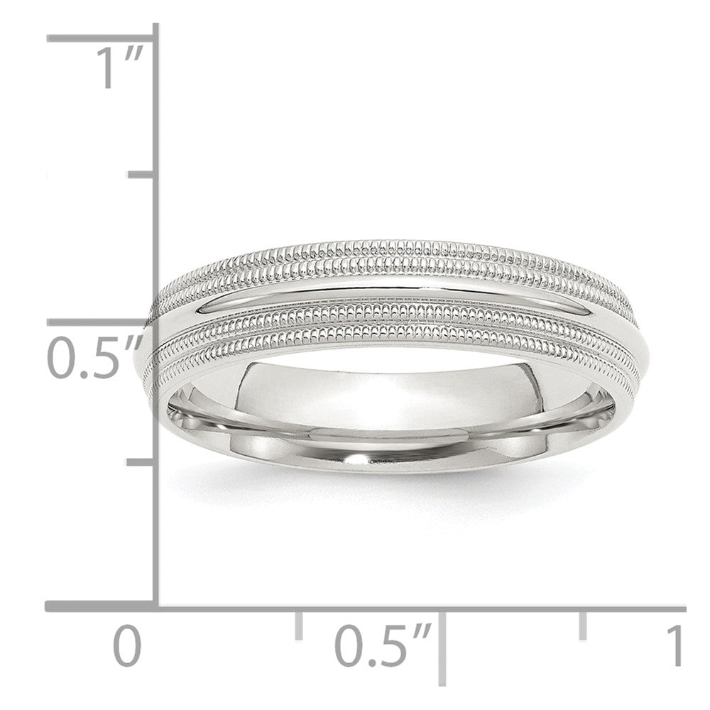 Sterling Silver 5mm Comfort Fit Double Milgrain Size 7.5 Band