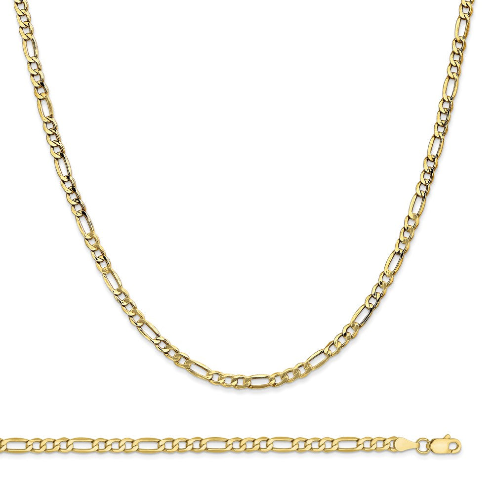 10k 3.5mm Semi-Solid Figaro Chain 8 and 20 inch Set