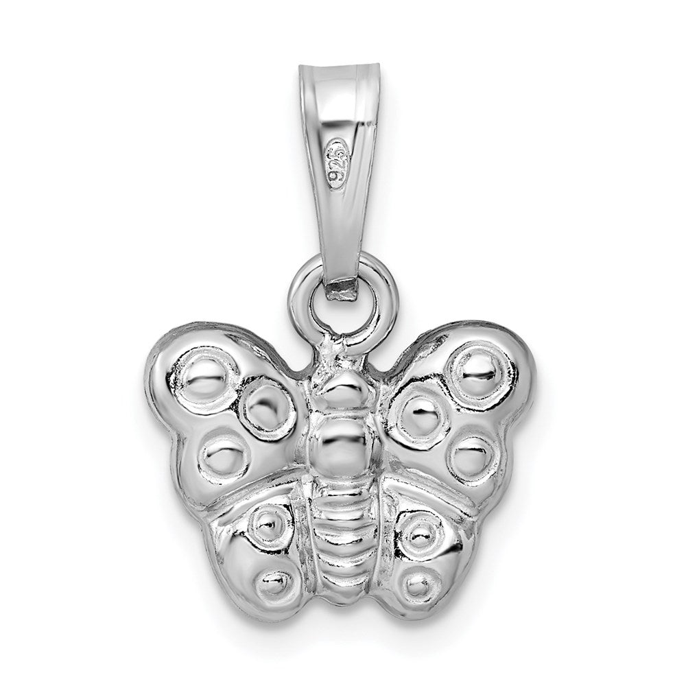 Sterling Silver Rhodium-plated Polished Butterfly Pendant