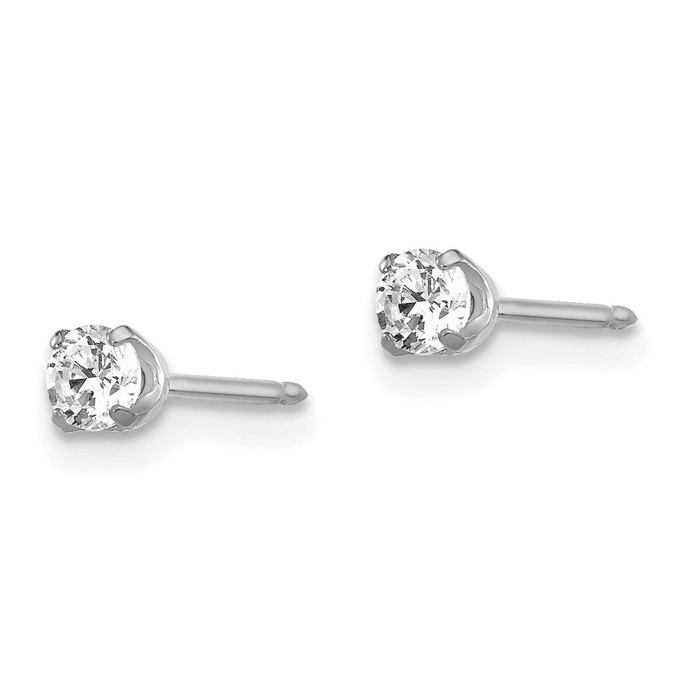 Inverness 14K White Gold 3mm CZ Short Post Piercing Earrings