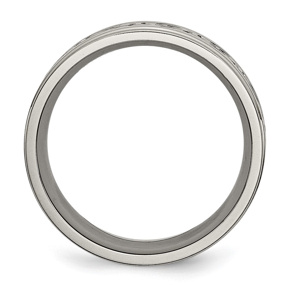 Titanium Brushed Center 9mm Scroll Design Band Size - 12