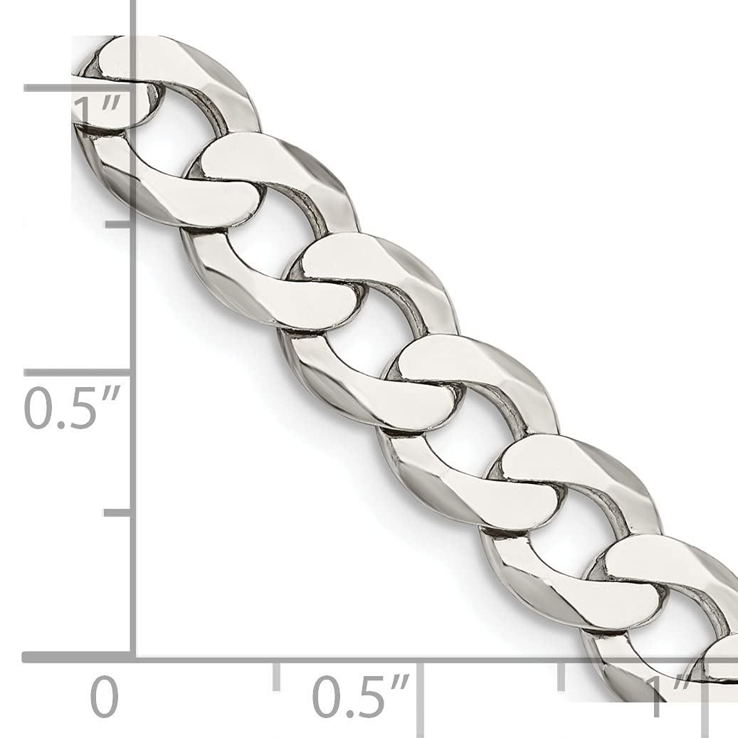 Sterling Silver 7.5mm Flat Curb Chain 20 Inches