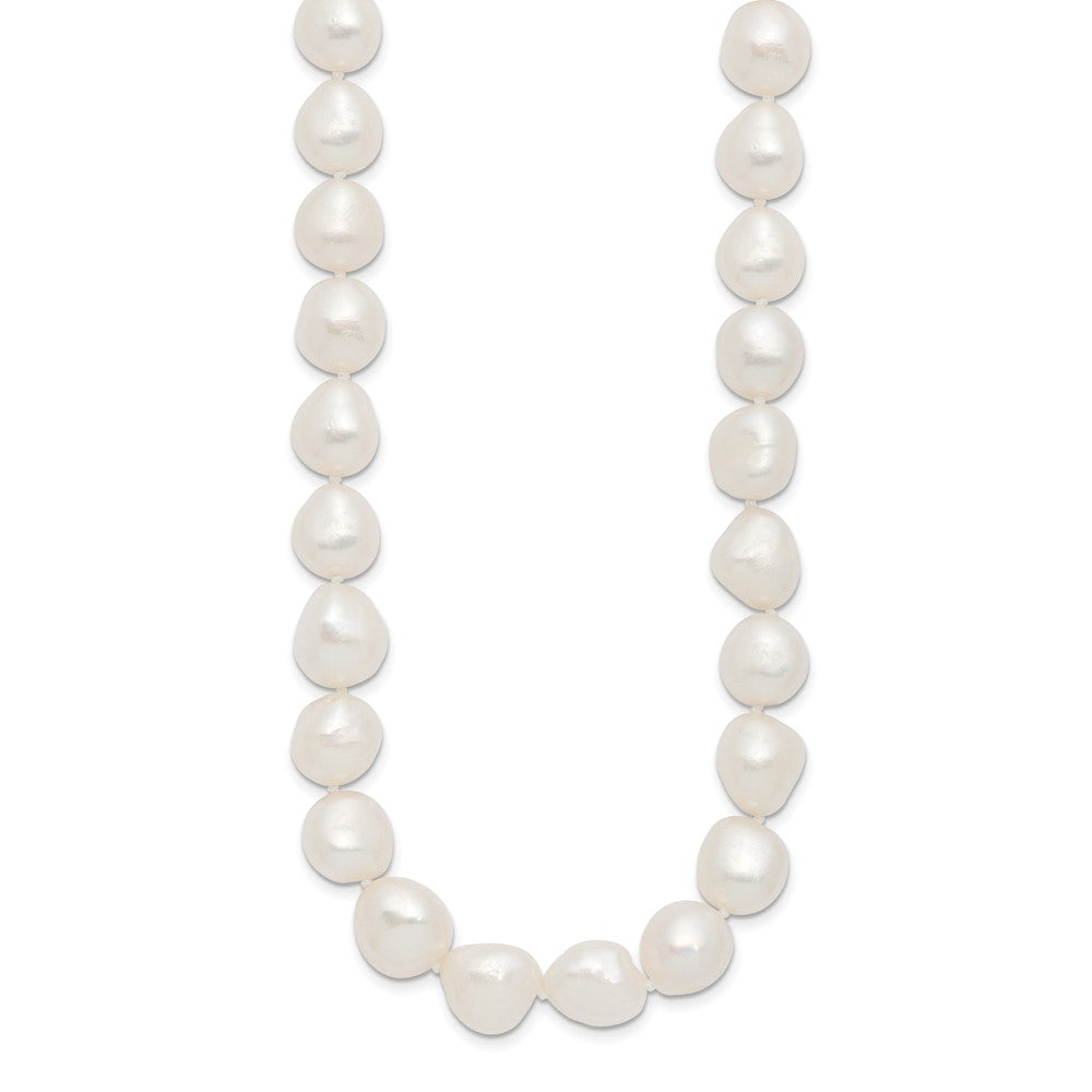 Sterling Silver Rhodium-plated 11-12mm White Baroque Freshwater Cultured Pearl 18 inch Necklace 18 Inches