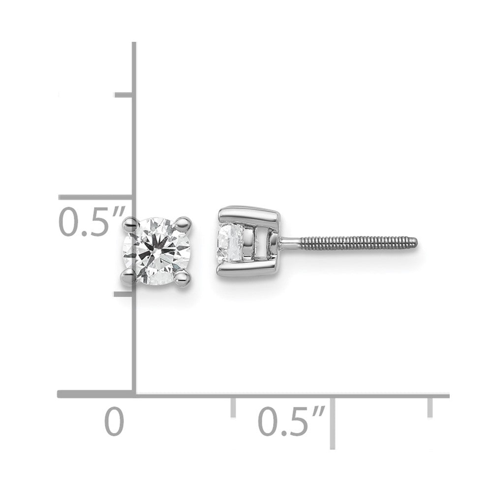 14k White Gold 1/2 ctw Lab Grown Diamond VS+ F+ Round 4 Prong Heavy Wt. Screwback Stud Earrings