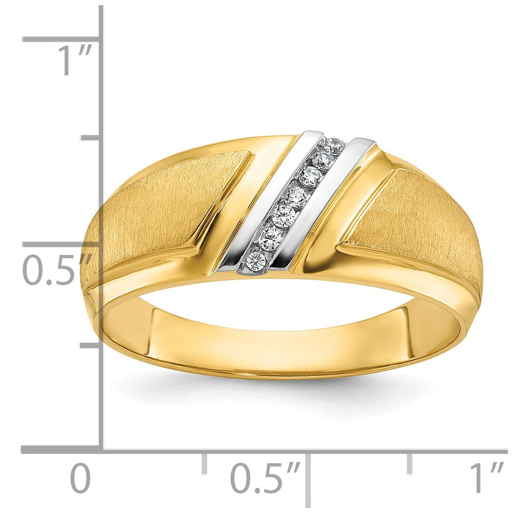 IBGoodman 14k with White Rhodium Men's Polished and Satin 1/20 Carat AA Quality Diamond Ring