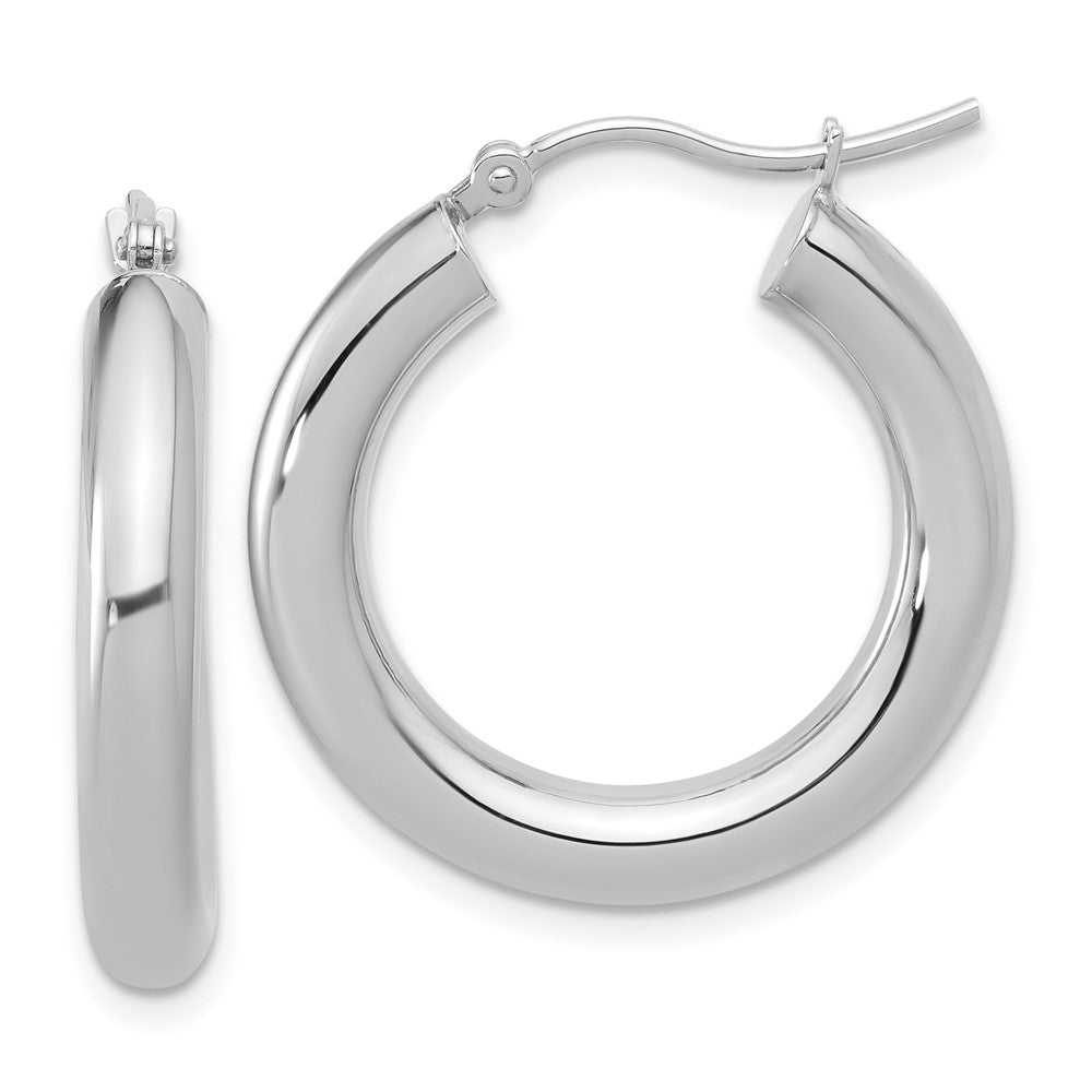 14K White Gold Polished Lightweight Hoop Earrings