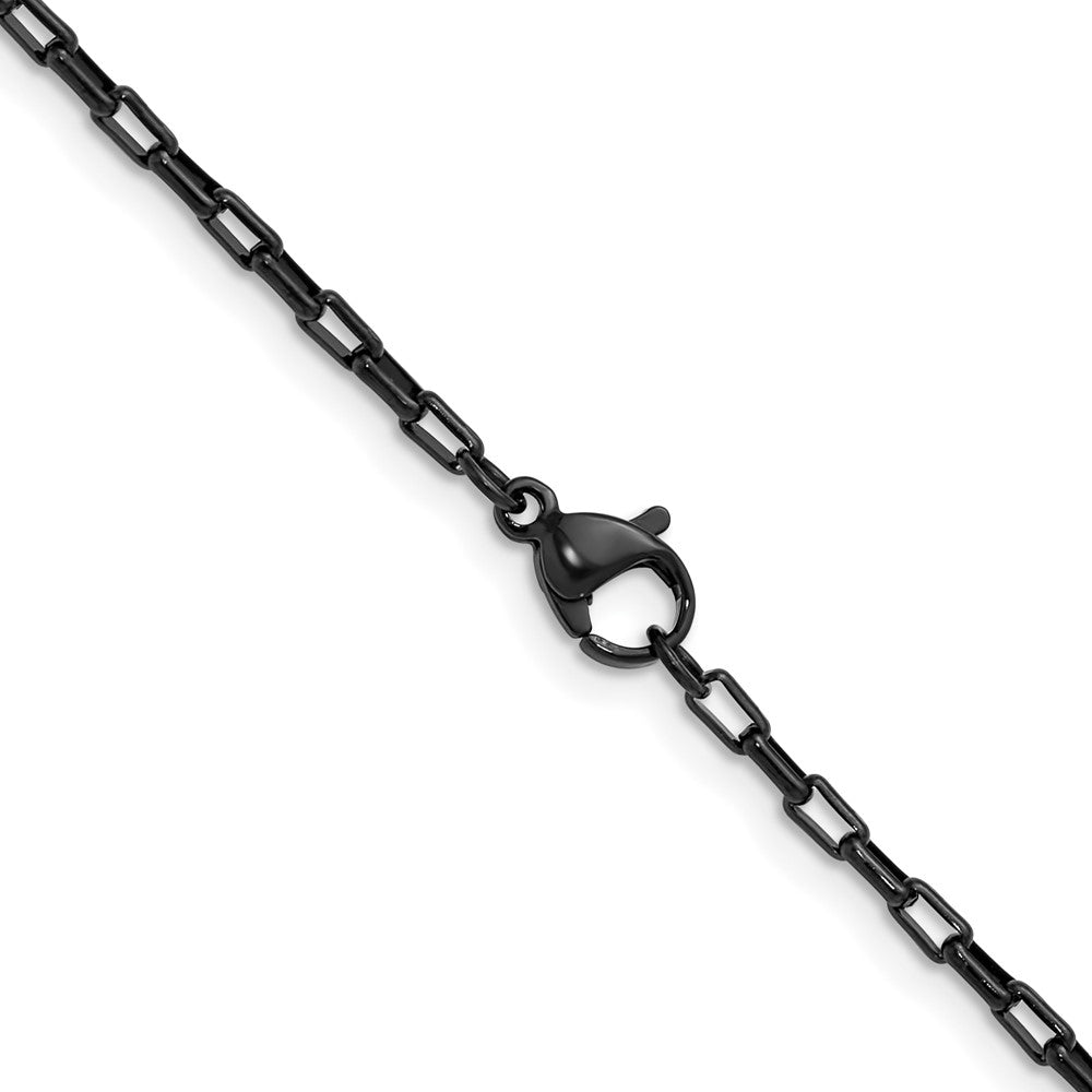 Chisel Stainless Steel Polished Black IP-plated 2.2mm 24 inch Fancy Box/Paperclip Link Chain