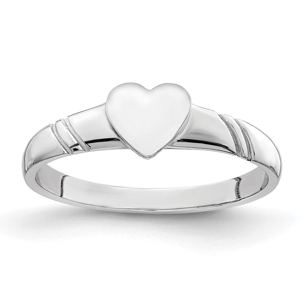 14K White Polished Heart Children's Ring Size 4
