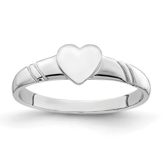 14K White Polished Heart Children's Ring Size 4