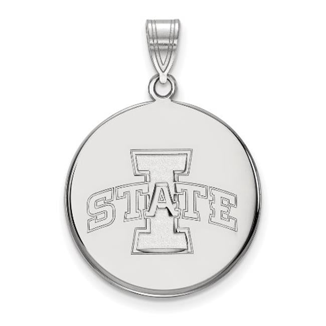 Sterling Silver Rhodium-plated LogoArt Iowa State University Large Disc Pendant QSS041IAS