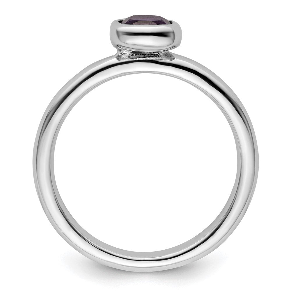 Sterling Silver Stackable Expressions Cushion Cut Amethyst Ring Size -5