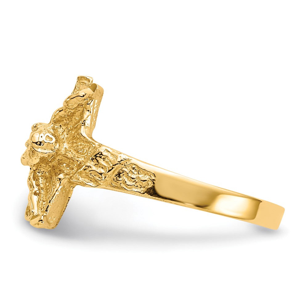 14K Diamond-cut Crucifix Ring Size 7