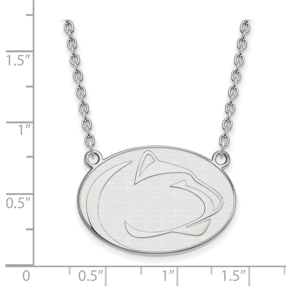 Sterling Silver Rhodium-plated LogoArt Penn State University Lion Large Pendant 18 inch Necklace QSS020PSU-18