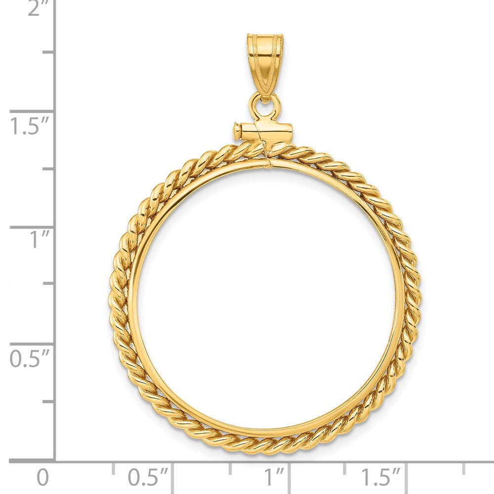 Wideband Distinguished Coin Jewelry 14k Polished Twisted Wire 30.0mm x 3.00mm Screw Top Coin Bezel Pendant