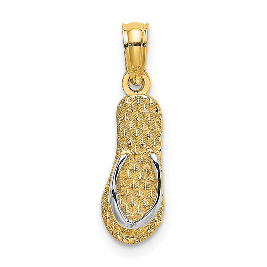 14k with White Rhodium 3D HAWAII Single Flip-Flop Charm