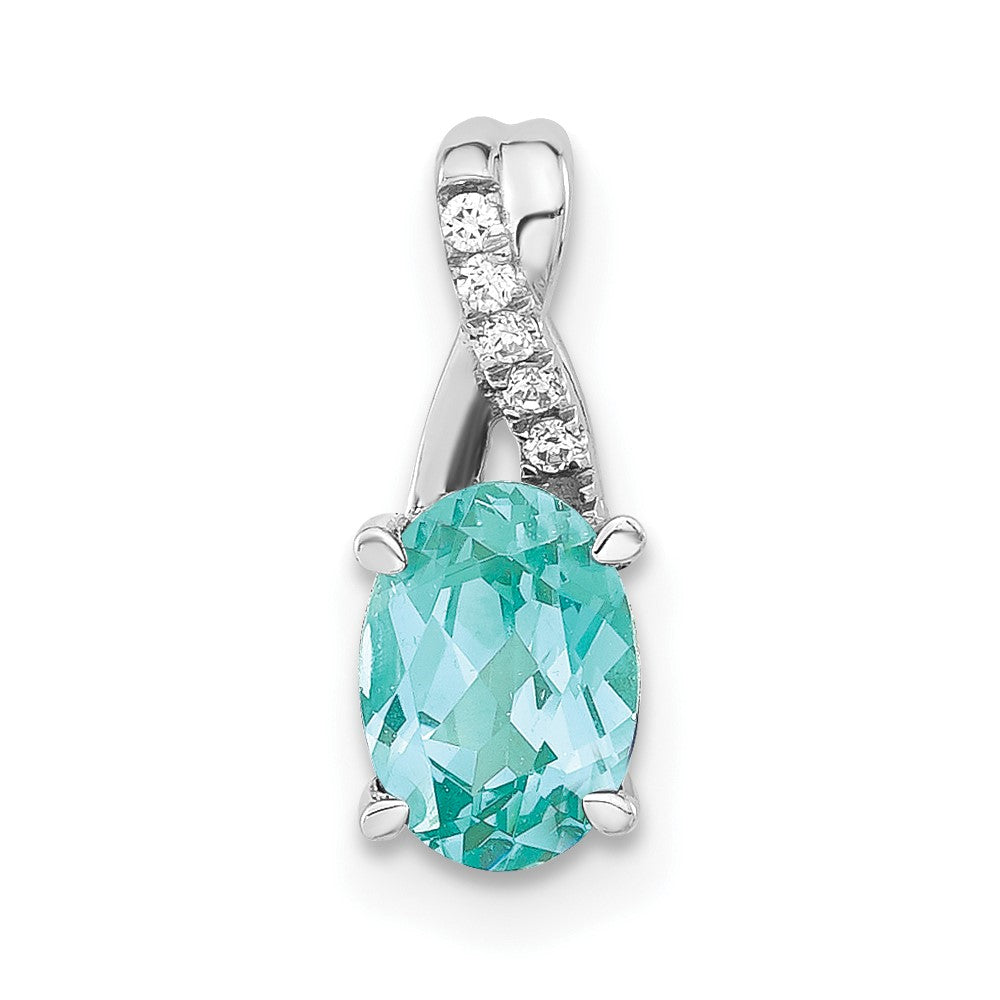 Pure Serenity 14k White Gold .03 carat Lab Grown Diamond VS/SI+ G+ and Lab Created Paraiba Teardrop Pendant