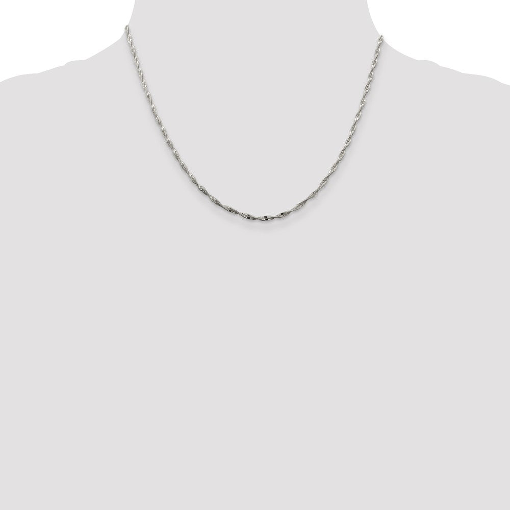 Sterling Silver 2mm Twisted Herringbone Chain 18 Inches