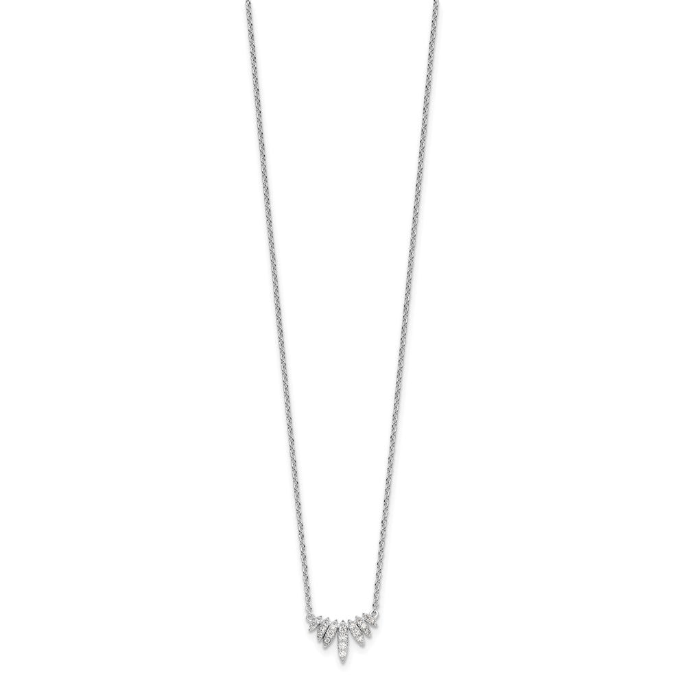 Sterling Silver Rhodium-plated CZ 18in Necklace 18 Inches