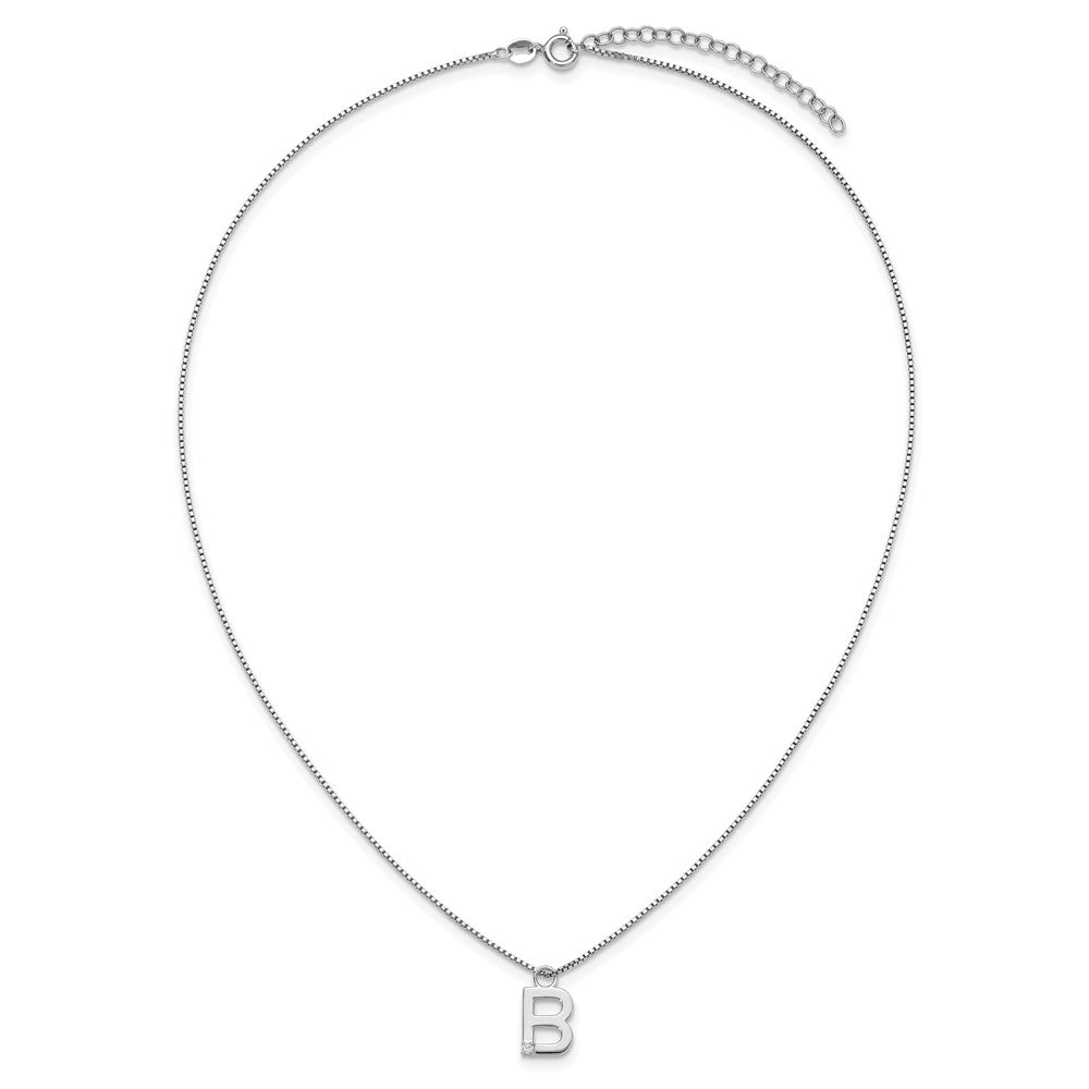 White Ice Sterling Silver Rhodium-plated 18inch Diamond Letter B Initial Necklace plus 2 inch Extender 18 Inches
