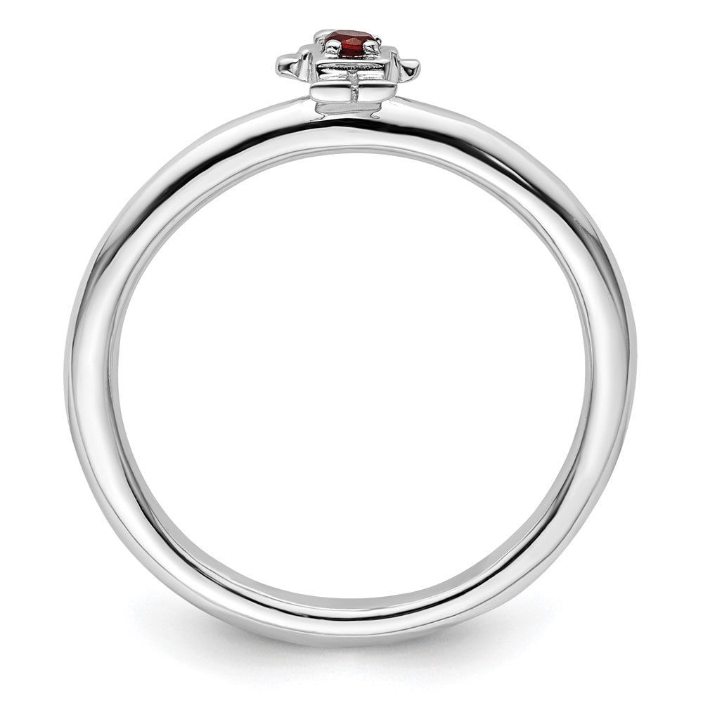 Sterling Silver Stackable Expressions Rhodium Garnet Boy Ring