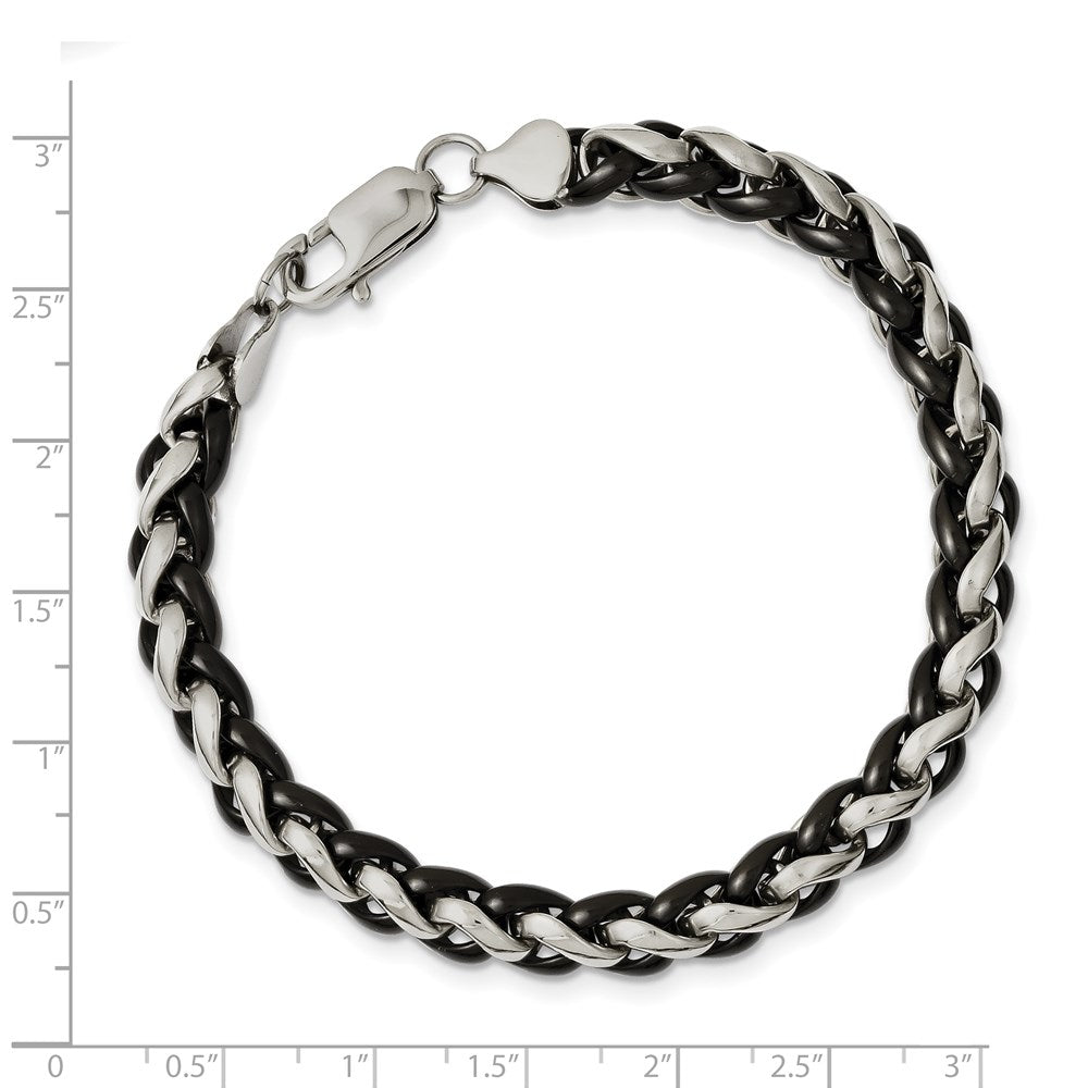 Stainless Steel Polished Black IP-plated 8.25in Bracelet 8.25 inches