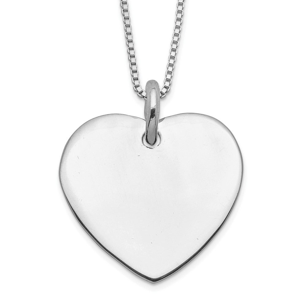 Sterling Silver Engraveable Heart on Box Chain 18 inch Necklace 18 Inches