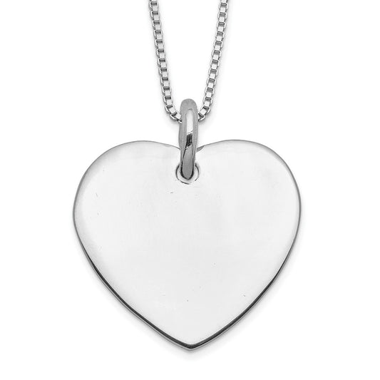 Sterling Silver Engraveable Heart on Box Chain 18 inch Necklace 18 Inches