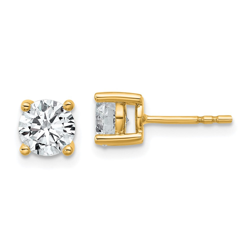 14k Yellow Gold 1 1/2 ctw Certified Lab Grown Diamond VS+ F+ Round 4 Prong Heavy Wt. Stud Earrings