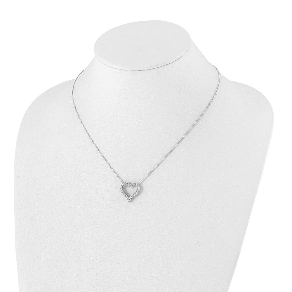 True Origin 14k White Gold 1 carat Lab Grown Diamond VS DEF 18 inch Open Heart Pendant Necklace