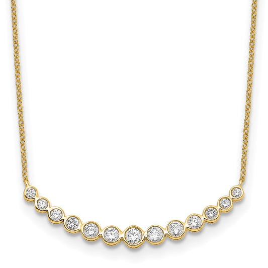 True Origin 14K 3/4 carat Lab Grown Diamond VS  D E F 18 inch Graduated Curved Bar Necklace