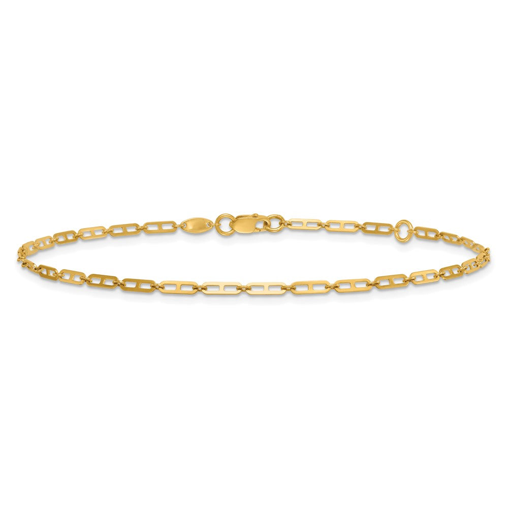 14k Polished Elongated Anchor Link 9 inch with 1 inch Extender Anklet